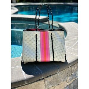 Stylish White and Pink Tote Bag